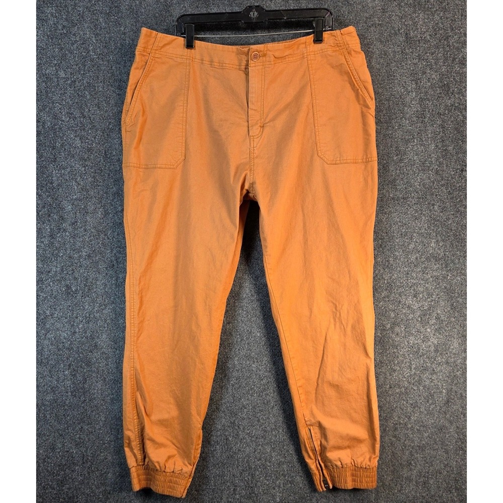Pact Organic Cotton High Rise Ankle Zip Jogger Pants XXL Burnt Orange Utility